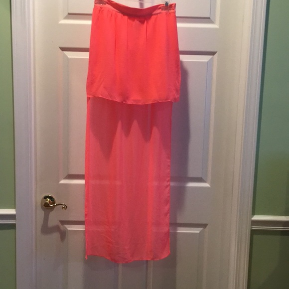 Deja Vu Dresses & Skirts - Neon Coral Hi Lo Maxi Skirt NWT